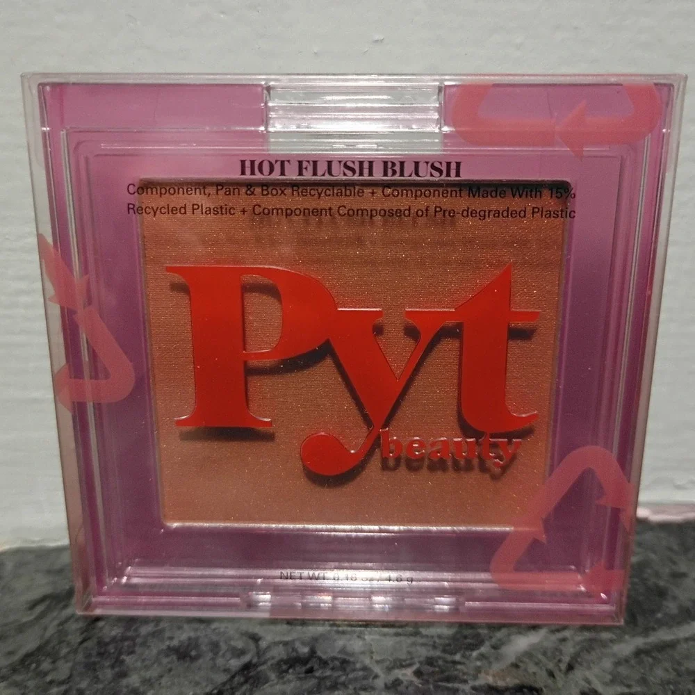 PYT Beauty Hot Flush Blush Head Rush Peachy Pink Shimmer Clean Vegan 0.16oz NEW